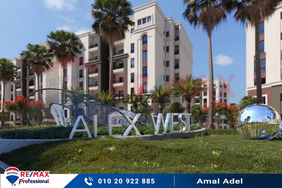 At the lowest price per meter and a completely open view of the largest plaza inside Alex West Compound - Your real estate consultant: Amal Adel 01020 14