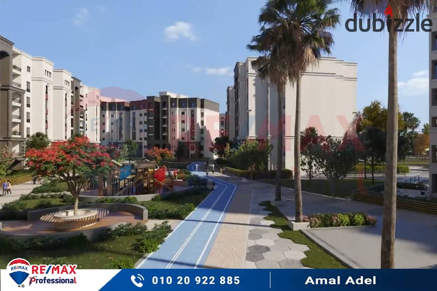 At the lowest price per meter and a completely open view of the largest plaza inside Alex West Compound - Your real estate consultant: Amal Adel 01020 15