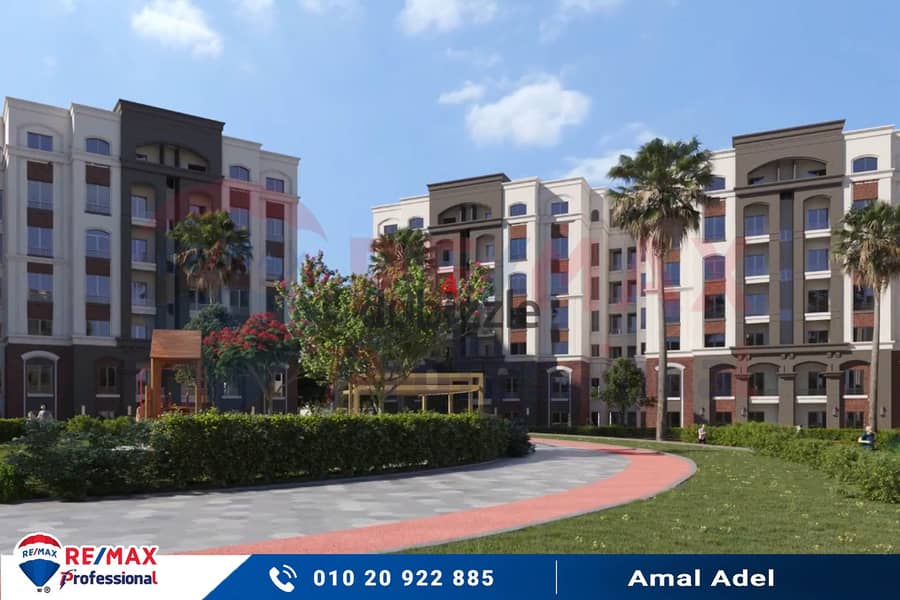 At the lowest price per meter and a completely open view of the largest plaza inside Alex West Compound - Your real estate consultant: Amal Adel 01020 19