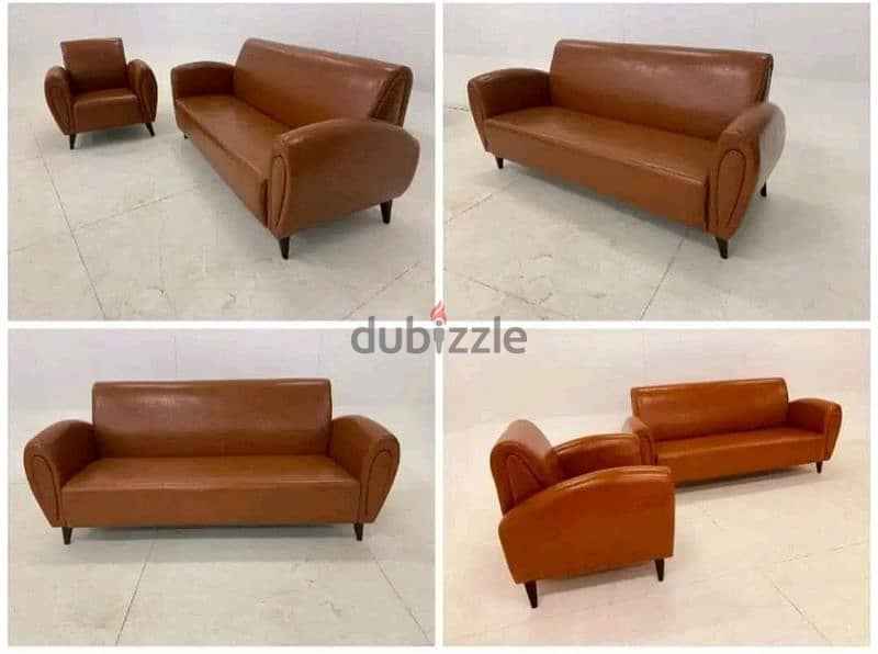 انتريه استقبال مودرن جلد كنبه و٢ فوتيه متوفر منه اي لون وموديلات sofa 1