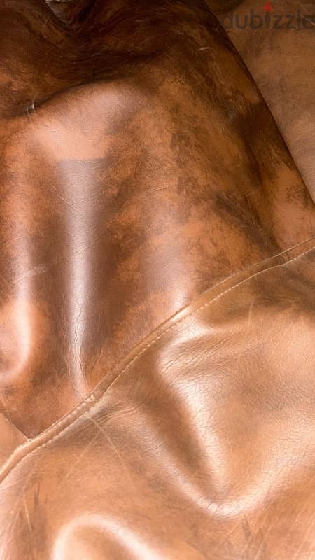 Two Large Genuine Leather Bean Bags 1