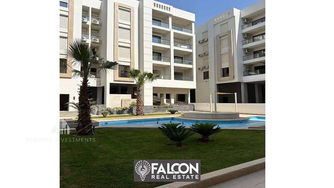 For sale, an apartment of 125 square meters, in the best location and divided on the facade in Sheraton, finished with air conditioners and a kitchen, 1