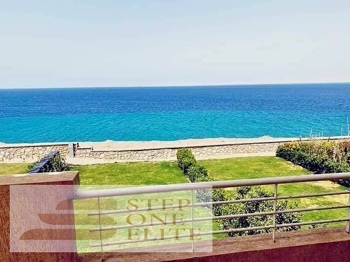 Twin villa for sale, first row to the sea, in the most upscale villages of Ain Sokhna (Telal Shores), with super deluxe finishing 9