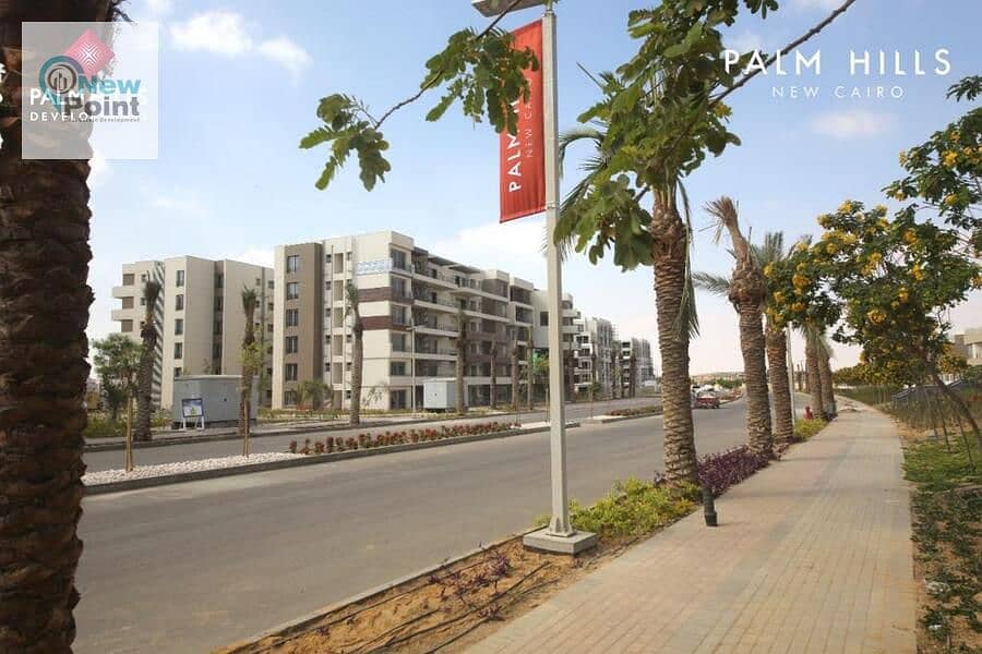 On the Middle Ring Road, own a 140-square-meter apartment, fully finished, with Palm Hills in the Fifth Settlement 2