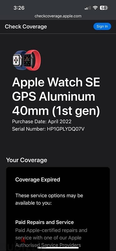 Apple SE watch 1st Gen 40 mm ساعة ابل واتش اس اي جيل 1