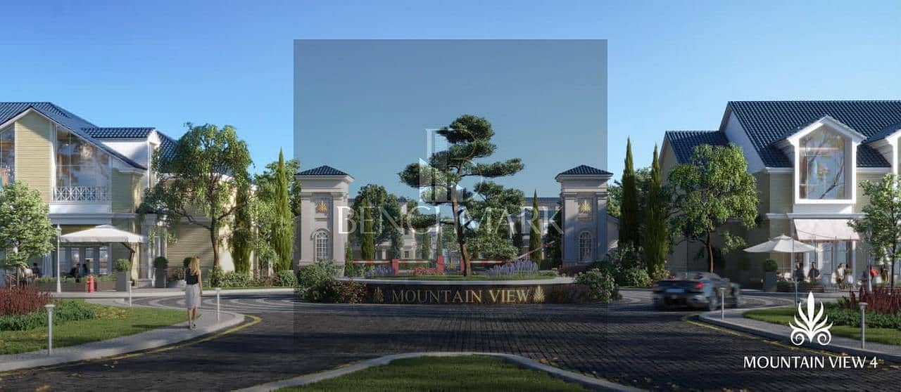 Villa for sale 4Bdr in Mountain View 4 October Compound delivery soon in installment Lake View next to Mall of Arabia and the entrance to Sheikh Zayed 21