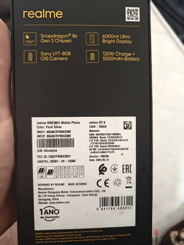 realme GT 6  Rom 256 Ram 12 GB ريلمي 1