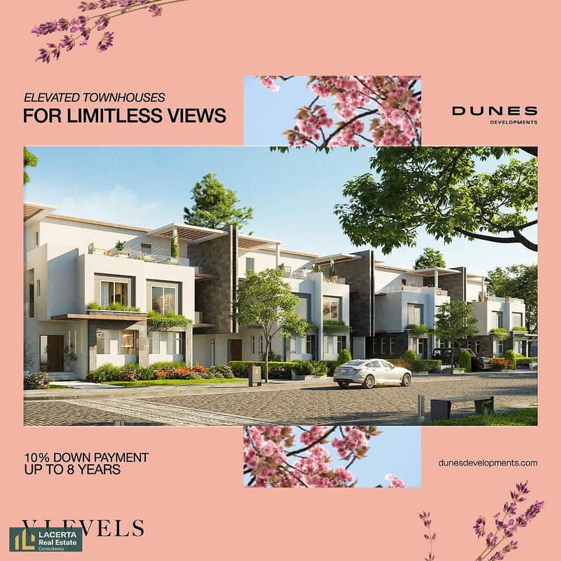 تاون هاوس 288 متر بمقدم 10% في (V-levels) من (Dunes) الشيخ زايد 4