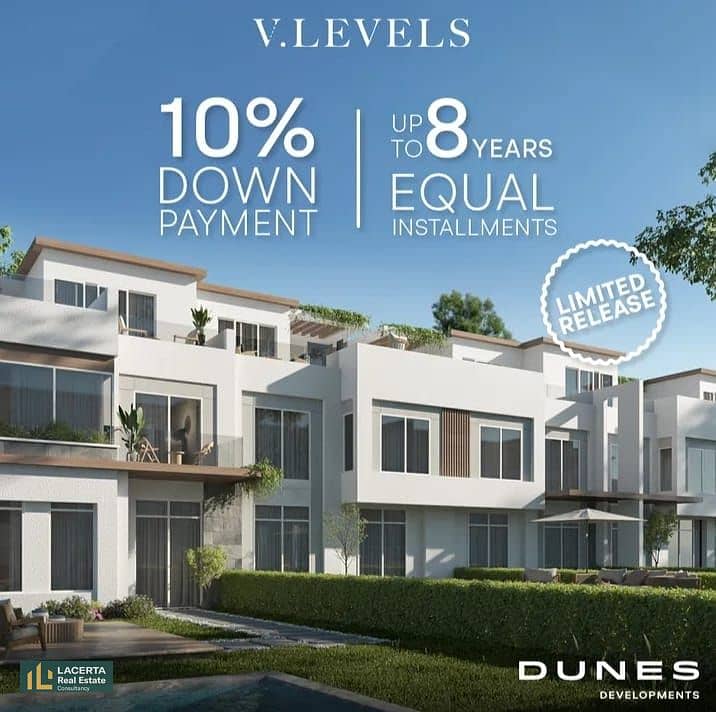 Town House 288 m with 10% Down Payment in V-levels by Dunes Sheikh Zayed 5