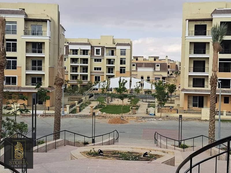 For sale in installments over 8 years, an apartment in Sarai Compound on Suez Road and directly next to Madinaty 2