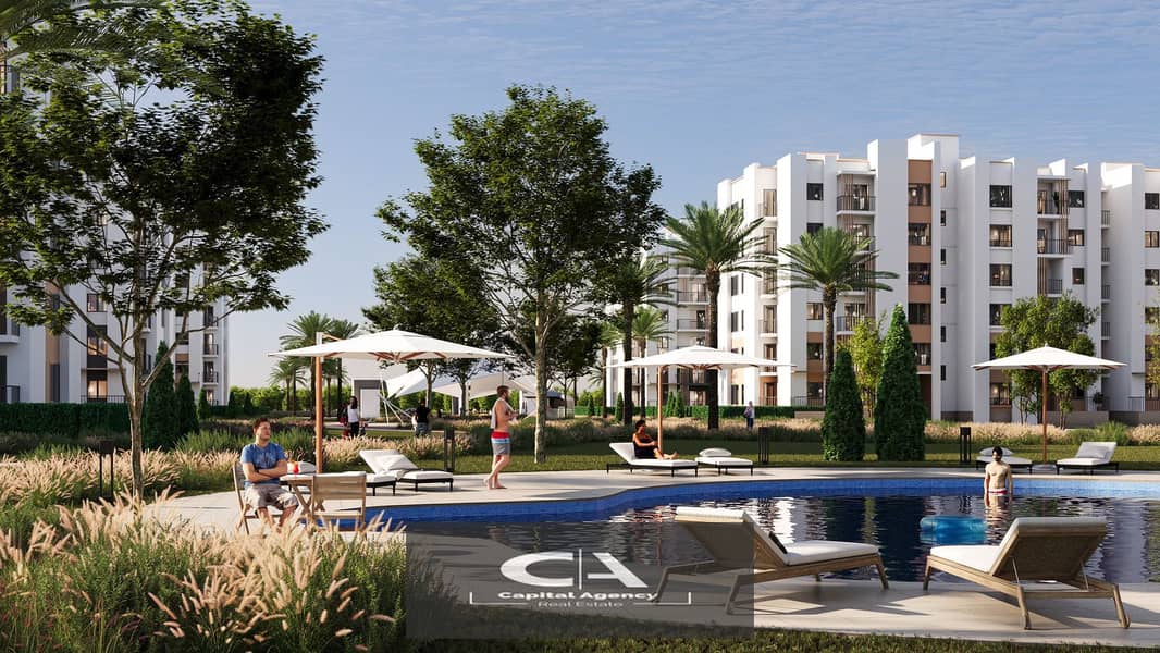 3-bedroom apartment in a garden in the heart of Sheikh Zayed, fully finished - with only 15% down payment - delivery soon - Prime Location 2