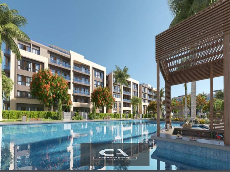 Ready to move own your apartment with a  roof, 4/3 finishing, in Azad Compound in the heart of Fifth Settlement A distinctive view of the lagoon 3