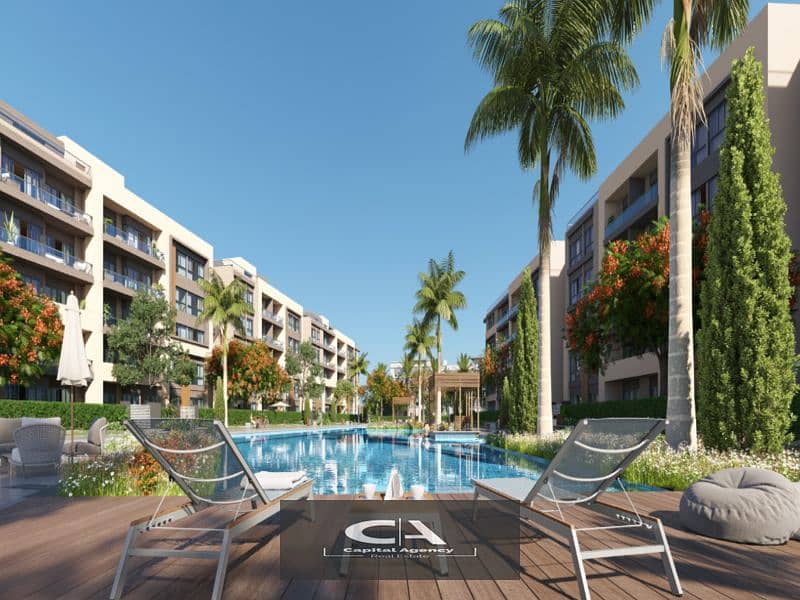 Ready to move own your apartment with a  roof, 4/3 finishing, in Azad Compound in the heart of Fifth Settlement A distinctive view of the lagoon 10