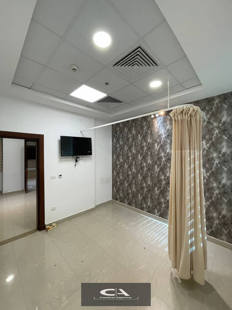 Clinic for rent 45 m finished and with air conditioners close to Air Force Hospital in the Fifth Settlement 1