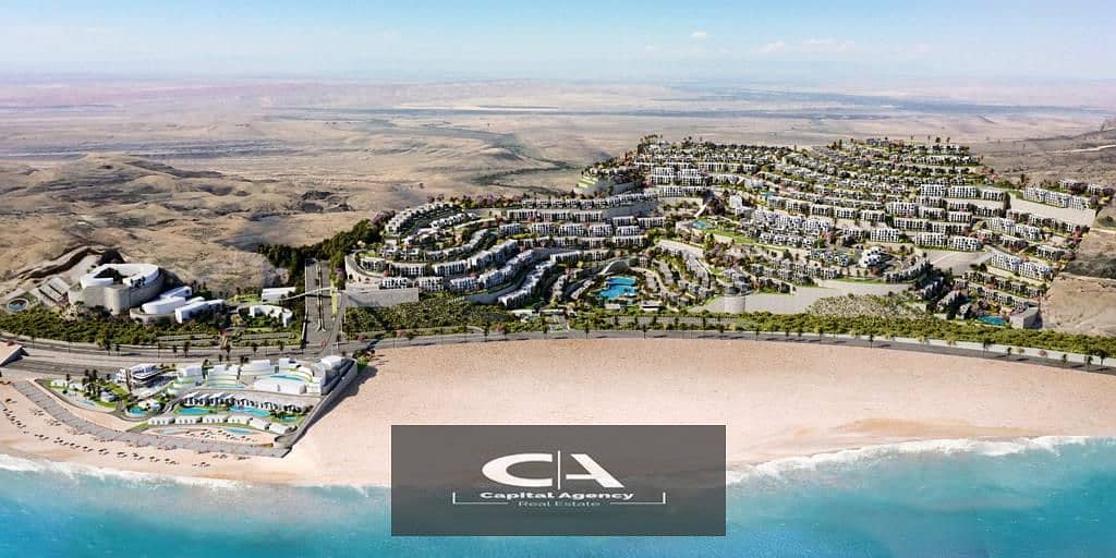 Own a chalet with a 33% discount on cash, fully finished, directly on the sea in Ain Sokhna, with a 10% down payment in Majada El Galala _ Iwan 1