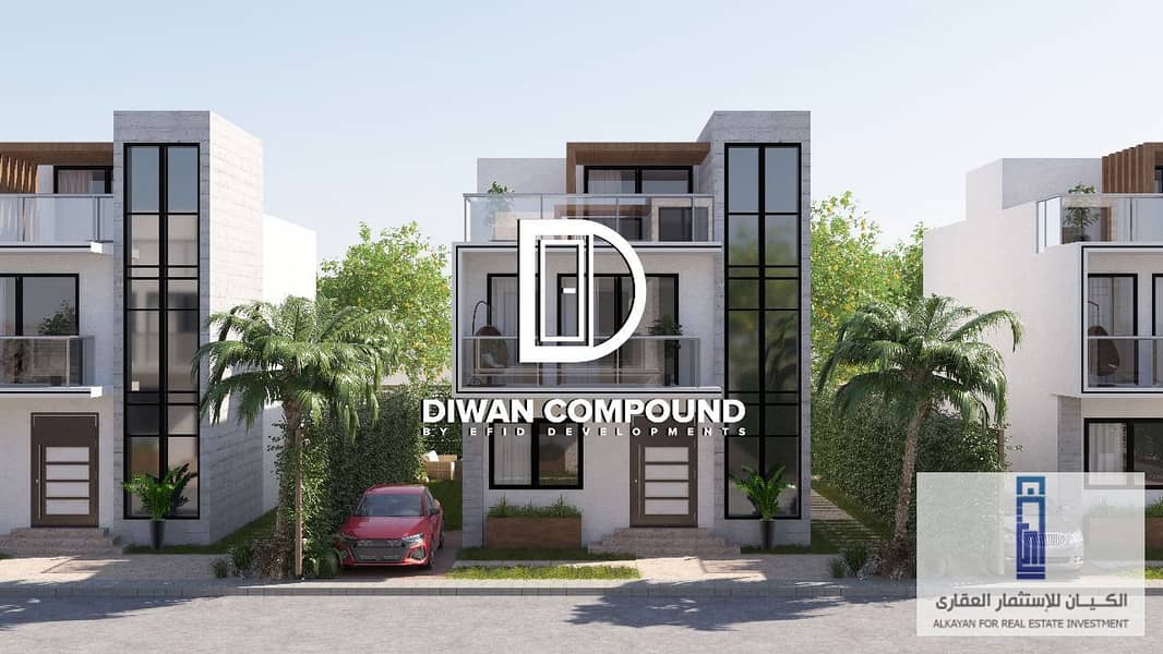 Opportunity with a 25% discount. . Own a 245m² villa + 200m² garden in New Zayed in Park Valley Diwan Compound 2