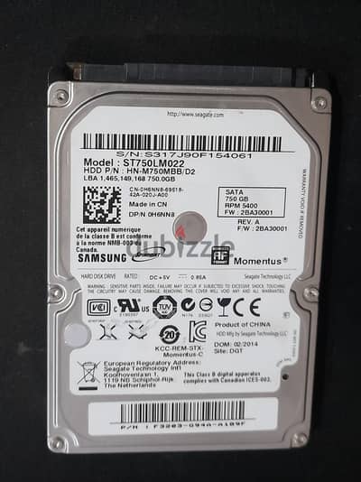 هارديسك لابتوب / Laptop HDD 750gb