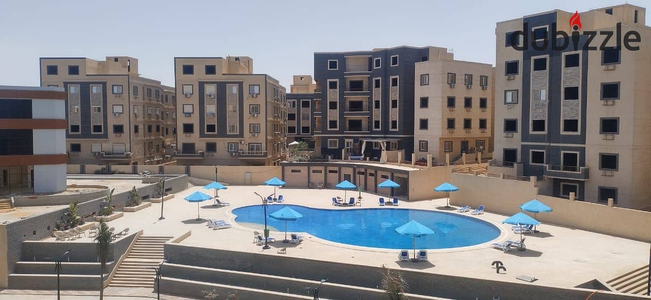 The last apartment, immediate delivery, two rooms, for sale, with a down payment of 780 thousand pounds, inside a compound in the Fifth Settlement, in 3