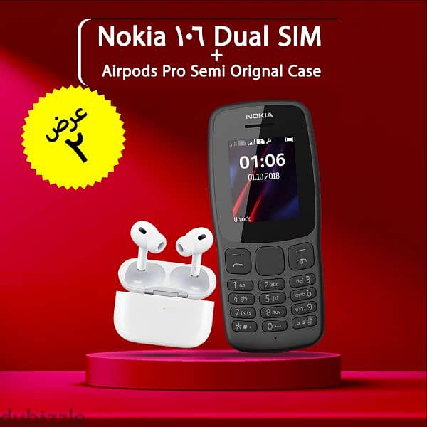 nokia 106 dual sim and airpods pro semi original case 1