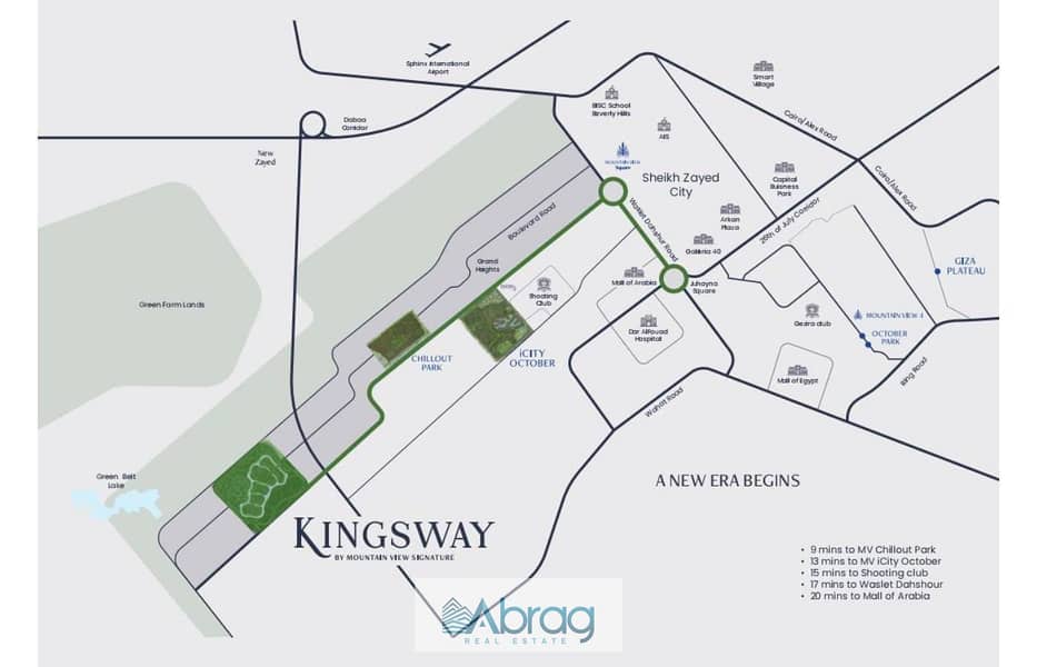 5% down payment, 9 x installments, I own a role in a villa in the new Mountain View project in 6th of October, Kings Way 11