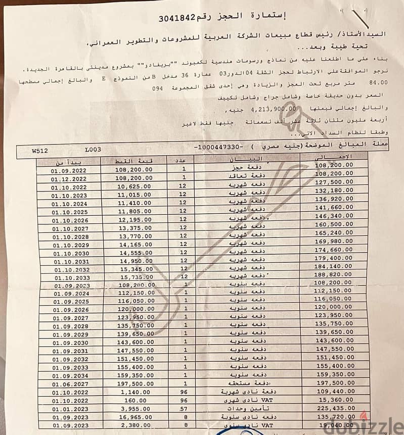 فرصه للبيع فى بريفادوتقسيط حجز2022طرفيه بحرى السعرشامل التكيف والجراج 0