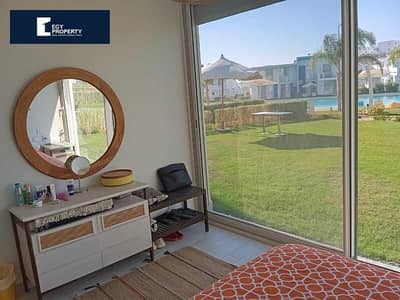 Ground chalet with garden,Ready to move furnished + Ac's  in Fouka Bay ras Elhekma at the lowest price in the market