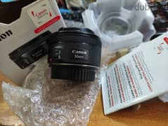 لينس كانون 50 مللي جديده زيرو Canon lens 50 mm STM open box بمشتملاتها 0