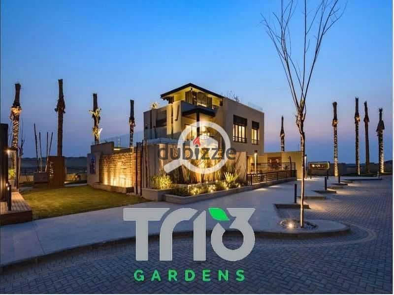 دوبلكس للبيع ريسيل تقسيط ب حمام سباحة خاص الترا لوكس استلام فوري في كمبوند تريو جاردنز trio gardens 3