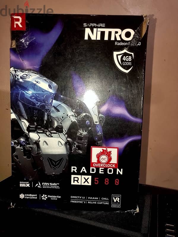 كارت شاشه rx 580 sapphire nitro+ 4gb 4