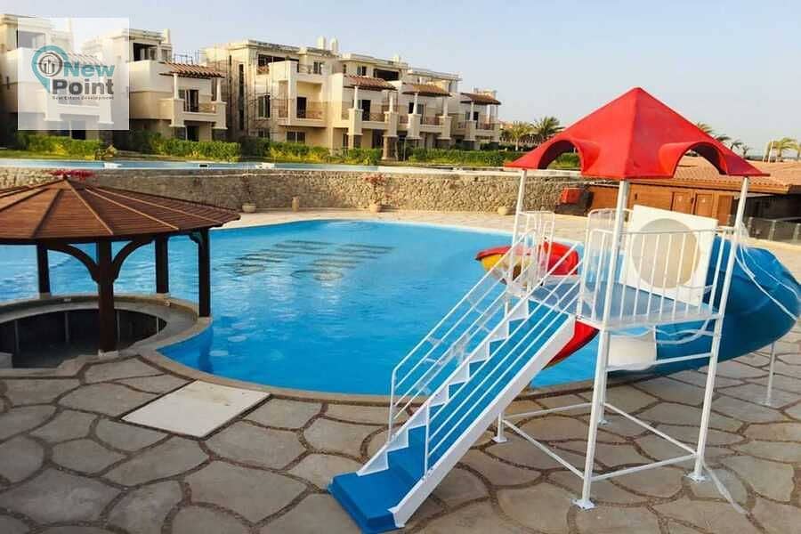 At a bargain price, own a fully finished 3-bedroom chalet close to the windmills in Blue Blue Ain Sokhna Village 8