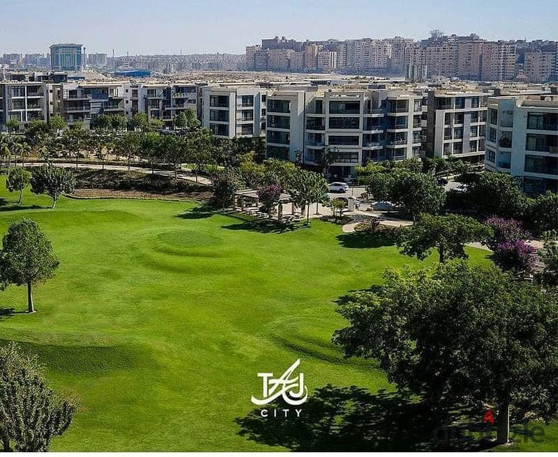 Apartment 136 m for sale + golf view in Taj City Compound, near Mirage Mall, directly on Suez Road 2