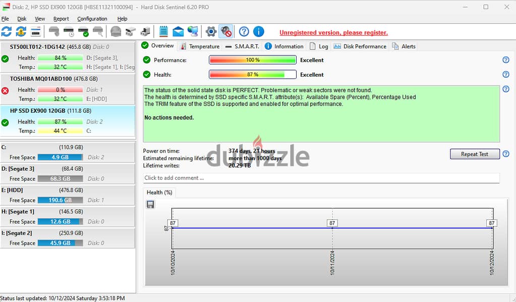 هارد 120 جيجا - HP EX900 120GB SSD M. 2 x4 PCIe 3.0/ NVMe 3