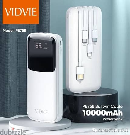 VIDVIE PB758 Power Bank 10000 MAH Built in cables 1