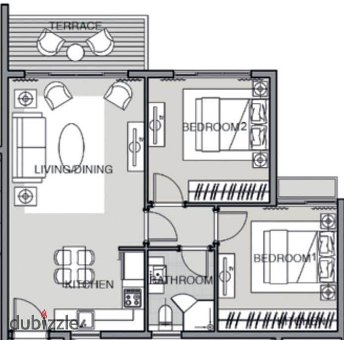 An apartment with amazing all inclusive price , and high distinct L008 , sea front , garden view , prime location over the central park directly 2