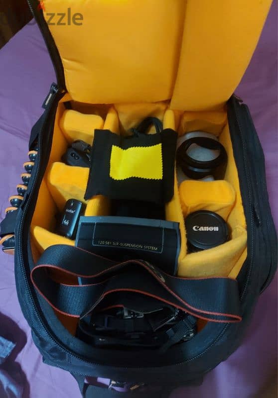 Canon 1100D + 18-55mm + 75-300mm + flash godox + transmitter + Bag 4