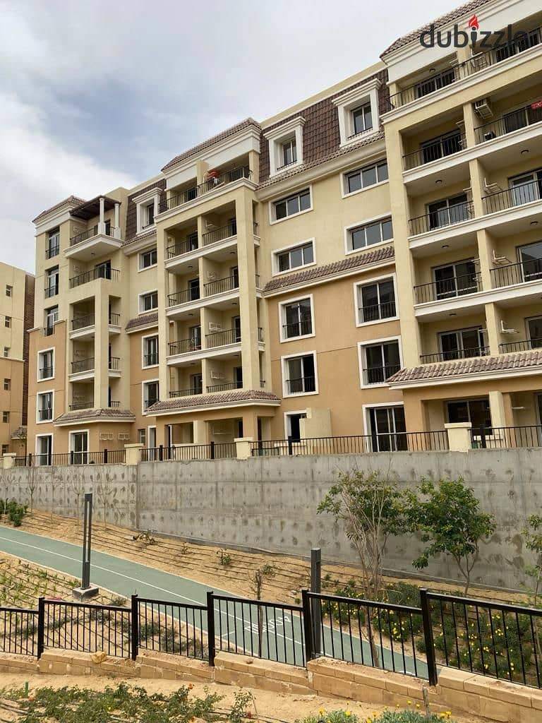 Required cash 420,000 thousand only, a 155-meter apartment in Sarai New Cairo Compound, in front of Al Shorouk, directly on the Suez Road and next to 6