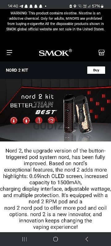 Smok Nord 2 Kit POD System Vape بود سموك نورد ٢ كيت فيب 3