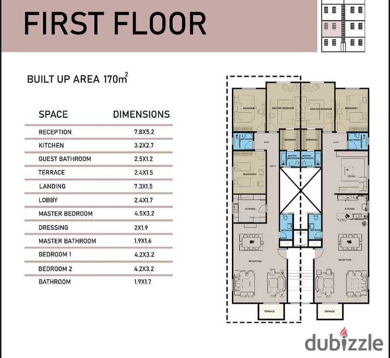 Apartment in Uptown October New Compound, area 170 square meters, 3 rooms + 3 bathrooms, 20% down payment, payment period up to 6 years 6