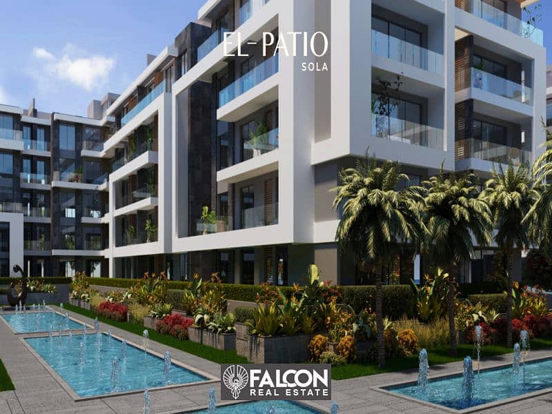 Corner apartment at the first offer price directly on Suez Road for sale with installments in El Patio Sola Shorouk next to Madinaty 6