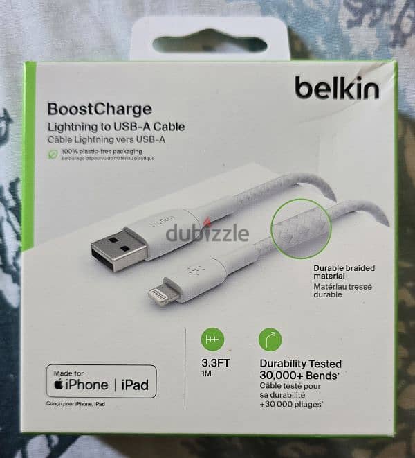 Belkin USB Type-A to Lightning Braided Charging Cable 0