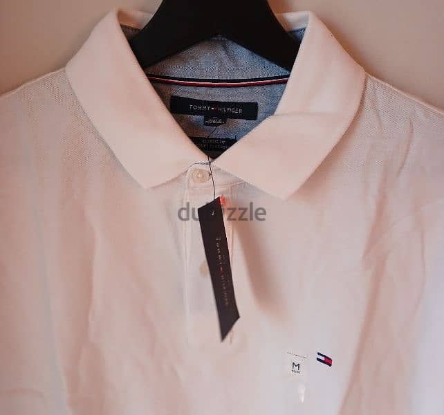 Tommy Hilfiger Men's Polo Shirt Size M Regular Fit - White Color 1