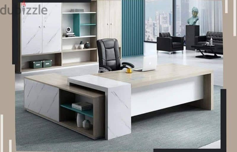 مكتب اداري خشب اسباني +سايد جانبي ووحده ادراج  desk office furniture 4