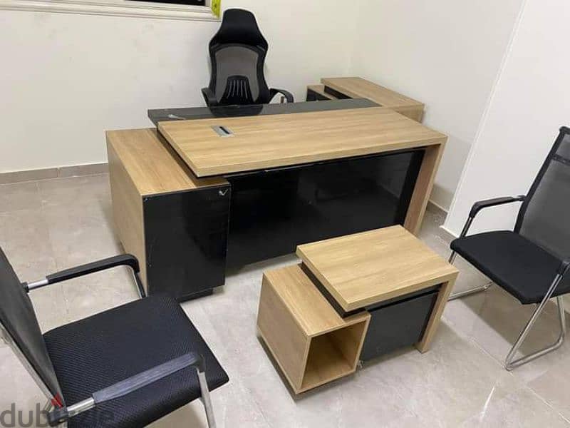 مكتب اداري خشب اسباني +سايد جانبي ووحده ادراج  desk office furniture 5