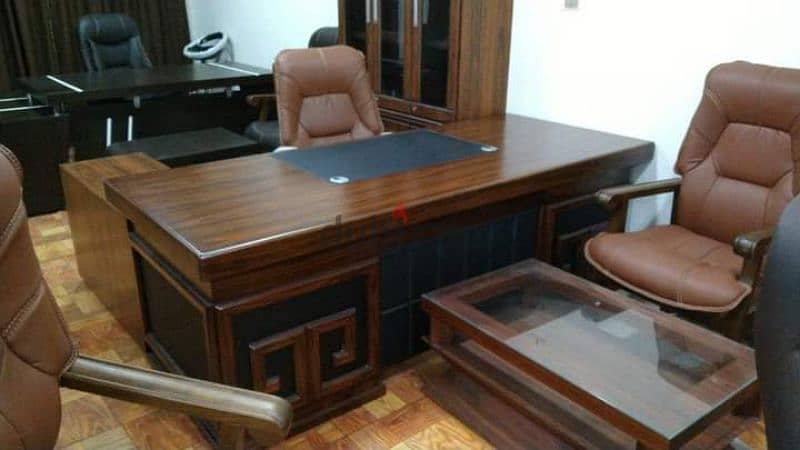 مكتب اداري خشب اسباني +سايد جانبي ووحده ادراج  desk office furniture 7