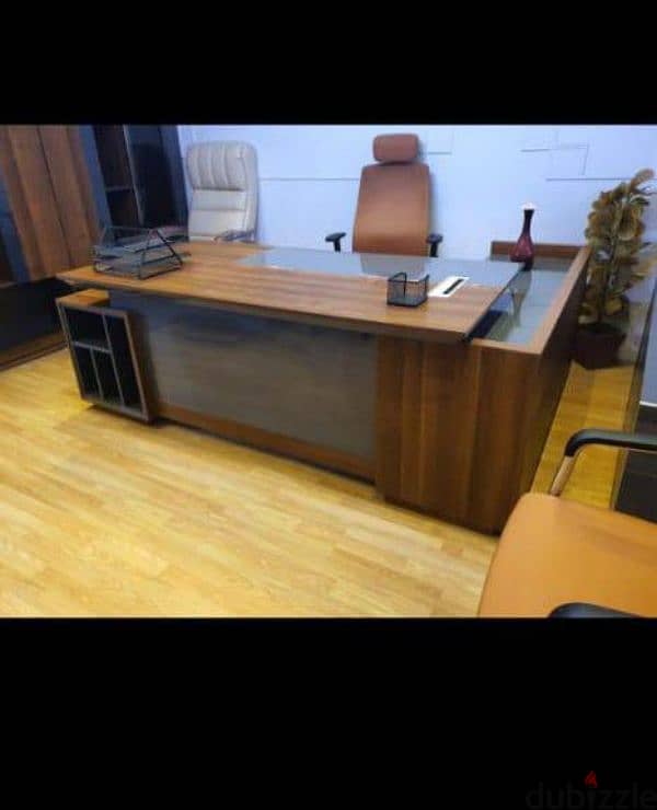 مكتب اداري خشب اسباني +سايد جانبي ووحده ادراج  desk office furniture 12