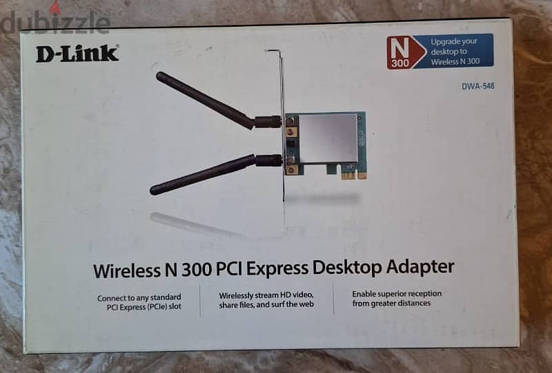 كارت واي فاي دي لينك بالكرتونة D-Link Wireless N300 PCI Express 0