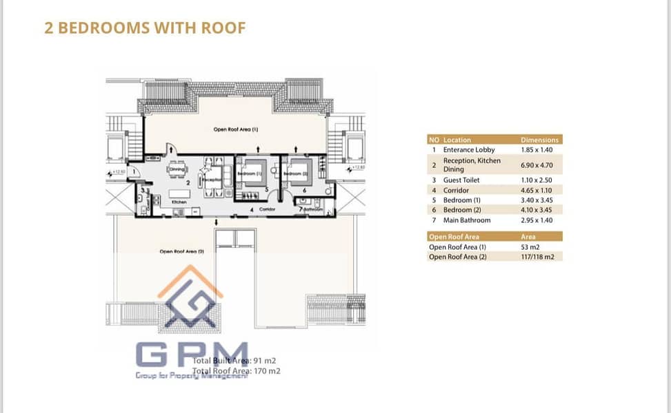 For sale apartment in stone residence 91m with 170m open roof 0