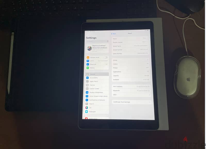 ipad 9 كسر زيرو معاه القلم وكل مشتملاته 2