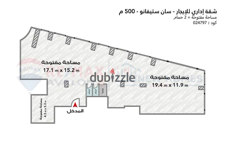 مقر إداري للإيجار 500 م سان ستيفانو (على الترام مباشرة - عمارة براند) - يصلح لكافة الأنشطة والبراندات 4