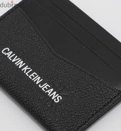 Calvin Klein Jeans Leather Cardholder with Logo in Black 0